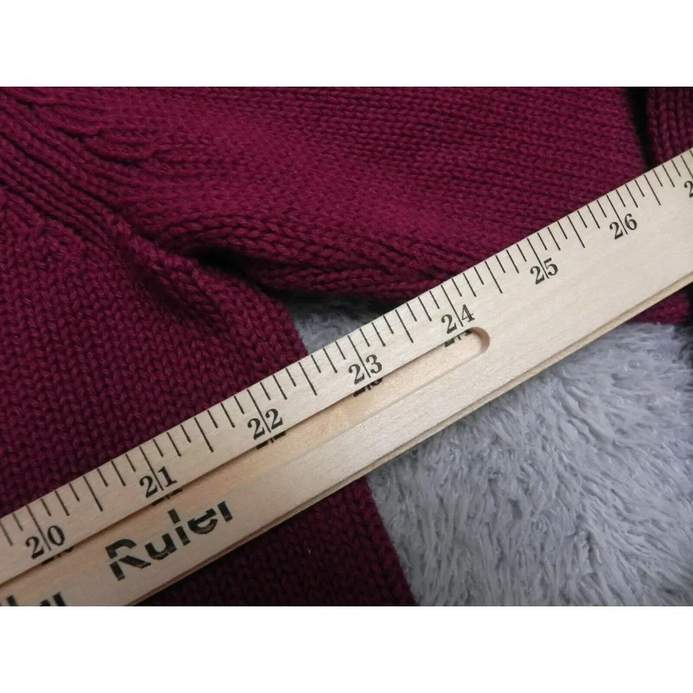 CHAPS Sweater Adult Large Maroon Cable Knit Crest Logo Outerwear Pullover Mens‎
